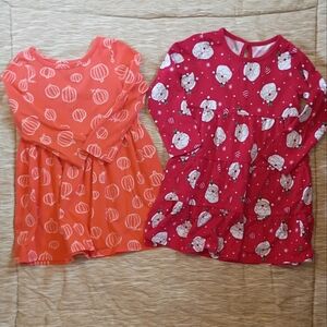 Bundle of 2 Girls' Long Sleeve Holiday Dresses Size 3T